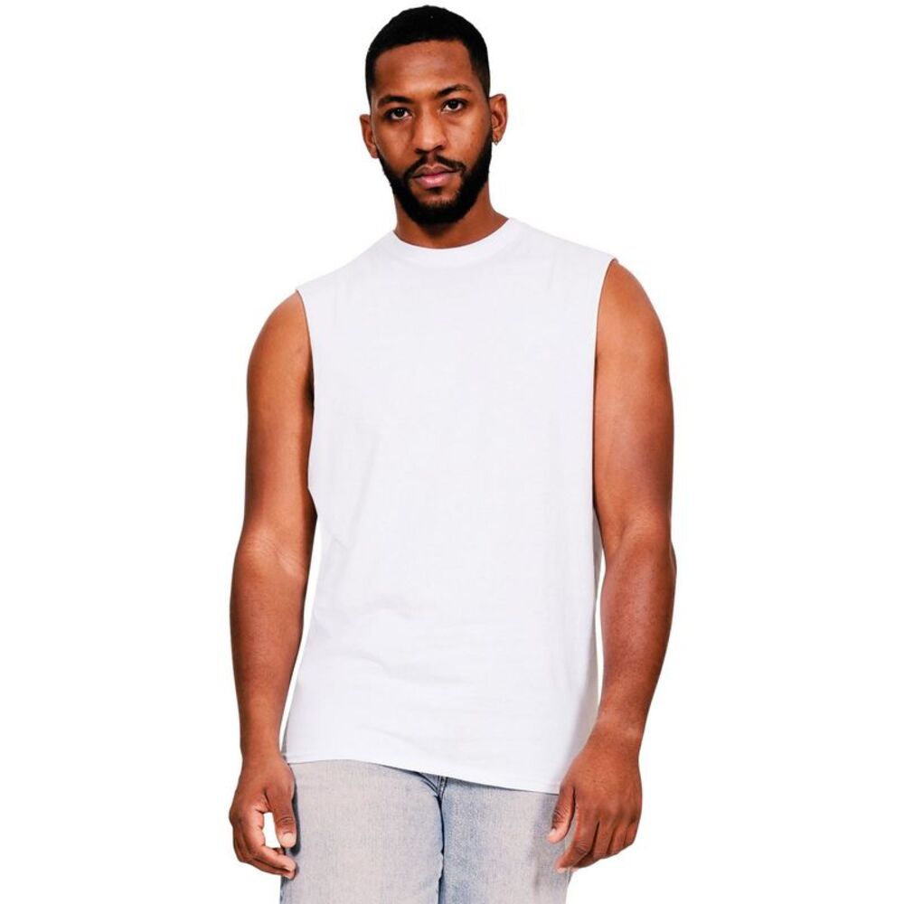 Casual Classics Mens Ringspun Cotton Drop Arm Holes Tank Top / White